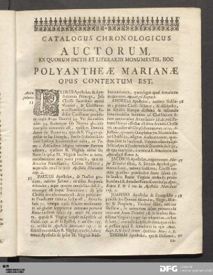 Catalogus Chronologicus Auctorum.
