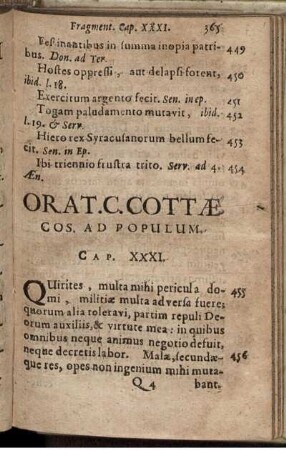 Orat. C. Cottae Cos. Ad Populum