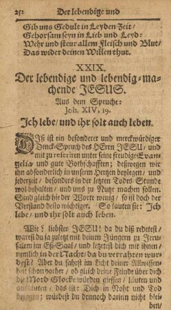 XXIX. Der lebendige und lebendig-machende Jesus