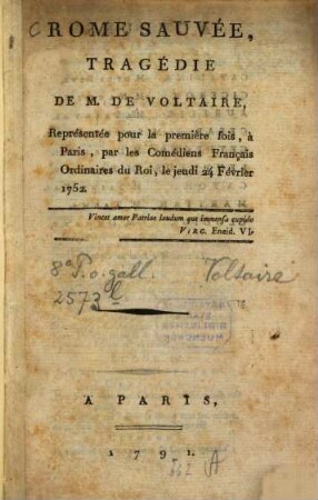 Rome sauvée : tragédie de M. de Voltaire