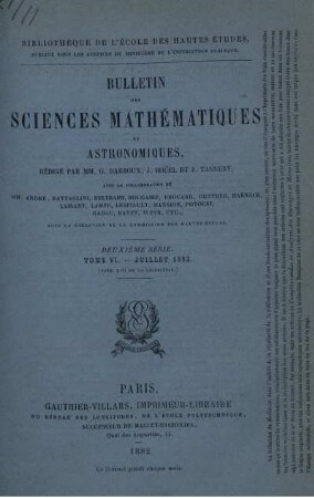 Tome VI. - Juillet 1882.