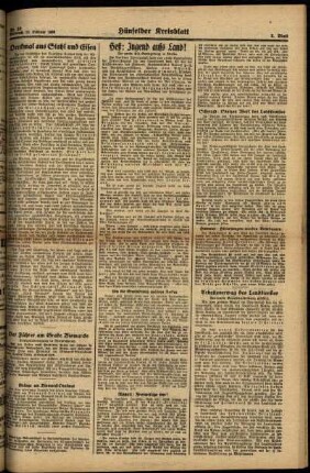 Zweite Ausgabe vom Mittwoch, den 15. Februar 1939.