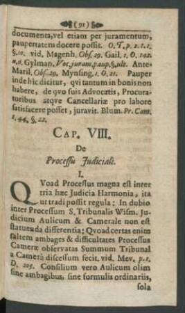 Cap. VIII. De Processu Iudiciali.