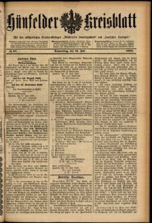 Ausgabe vom Donnerstag, den 21. Juli 1898.