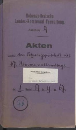 Außerordentlicher Landtag - Bd. 67
