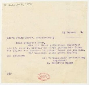 Brief an Fritz Meyer : 13.01.1919