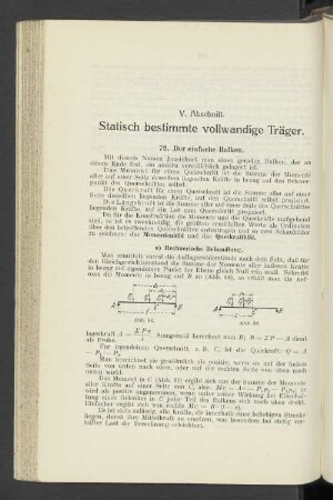 V. Abschnitt. Statisch bestimmte vollwandige Träger