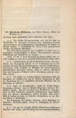 Gesetz über die Polizei-Verwaltung. Vom 11. März 1850.