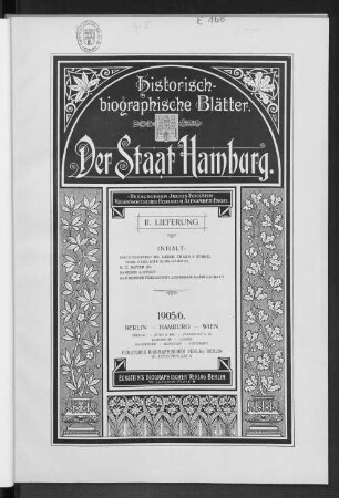 Bd. 7, Lfg. 2: Historisch-biographische Blätter, Band 7, Lieferung 2 : der Staat Hamburg
