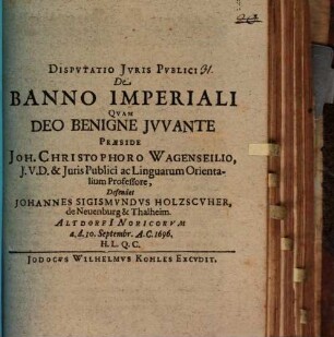 Disputatio circularis iuris publici De banno imperiali