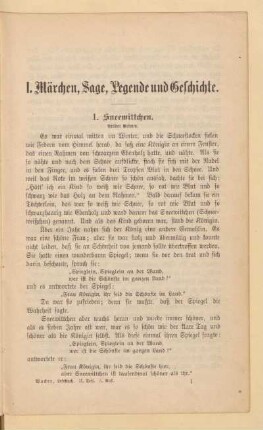 I. Märchen, Sage, Legende und Geschichte
