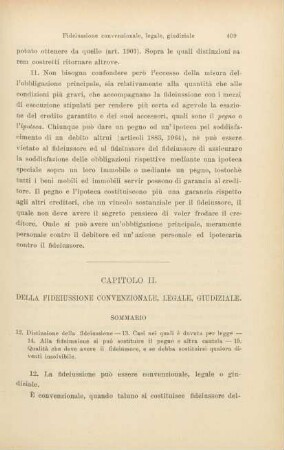 Capitolo II. Della fideiussione convenzionale, legale, giudiziale