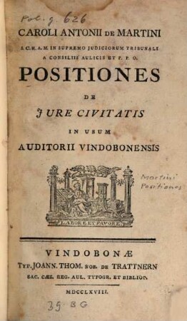 Car. Antonii de Martini Positiones de Iure Civitatis