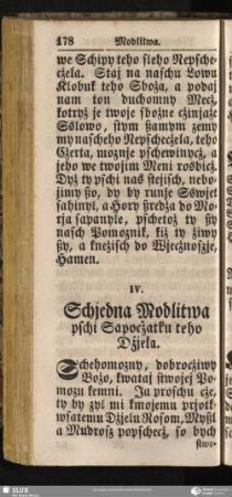 IV. Schjedna Modlitwa pschi Sapocżatku teho Dżjeła
