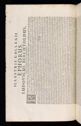 Illustris Collegii Ephorus, Ludovicus Berchtoldus, Lectores mortalitatis memores officiose salutat