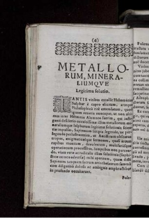 Metallorum, Mineraliumque Legitima solutio
