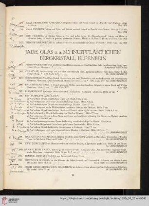 Jade, Glas u.a. Schnupffläschchen, Bergkristall, Elfenbein (Nr. 283-293)