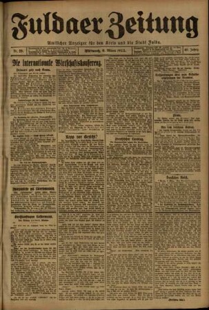 Ausgabe vom Mittwoch, den 08. März 1922.