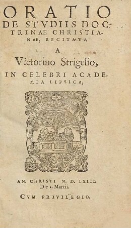 Oratio De Stvdiis Doctrinae Christianae
