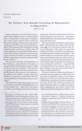 Bes Pantheos. Some Remarks Concerning his Representation on Magical Gems