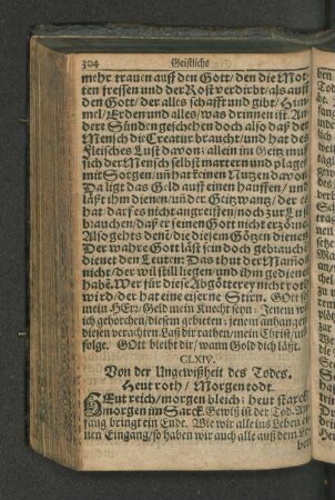 CLXIV. Von der Ungewißheit des Todes. Heut roth / Morgen todt.