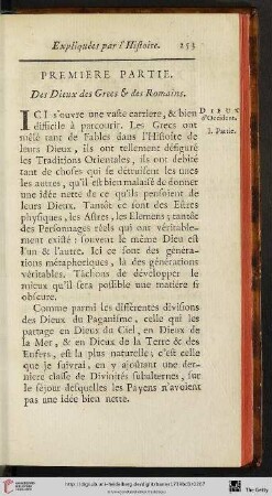 Première partie. Des Dieux des Grecs et les Romains
