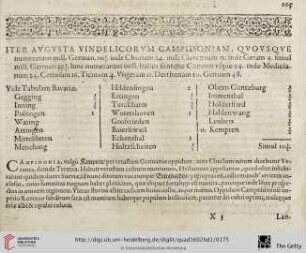 Iter Augusta Vindelicorum, Campidoniam, inde Comum et Genuam