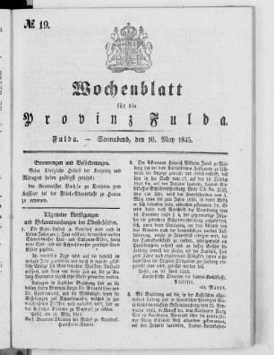 Nr. 19, Ausgabe vom 10. Mai 1845