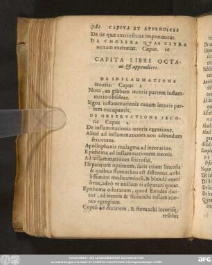 Capita Libri Octavi & appendices.