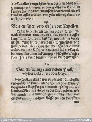 30. Von einsetzung einer yeden Prob/Sylbers/Kupffers oder Bleys.