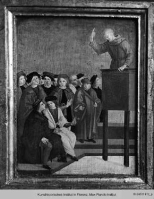 Altar von Sant'Agnese in Perugia : Predigt des Heiligen Benedikt von Siena