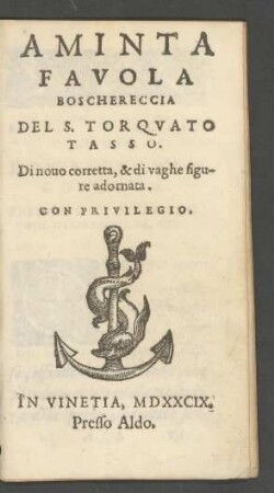 Aminta : Favola Boschereccia