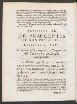 Articulus XI. De Praeceptis Et Non Praeceptis.