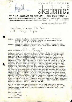 Tagungsunterlagen: "Strategien für Kreuzberg Teil 2" zur Wirtschaftsförderung