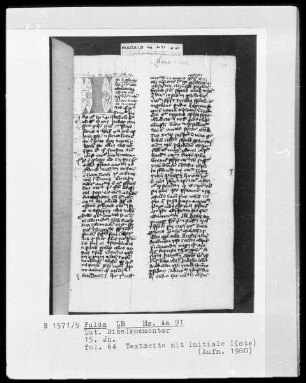 Lateinischer Bibelkommentar — Initiale I(ste), Folio 64recto