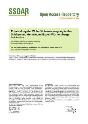 Entwicklung der Wohnflächenversorgung in den Städten und Gemeinden Baden-Württembergs