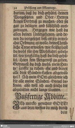 Bußfertige Abbitte am Montage