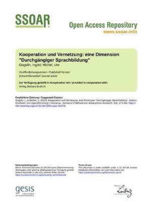 Kooperation und Vernetzung: eine Dimension "Durchgängiger Sprachbildung"