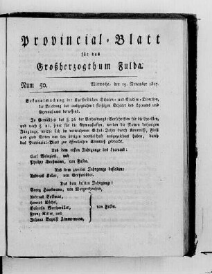 Num. 50, Ausgabe vom 19. November 1817