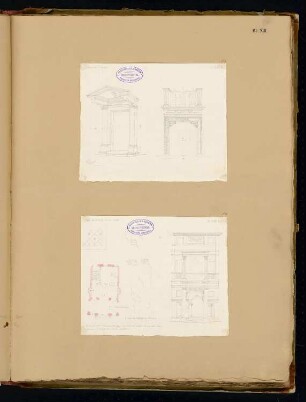 Skizzenbuch der italienischen Reise: Bl. 13: Vicenza. 2 Skizzen: Oratorio de’ Filippini, Haus des Palladio (Details)