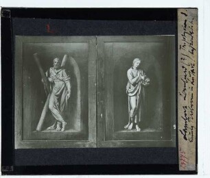 Lombard (zugeschr.), Petrialtar (Privatsammlung, unidentifiziert) : Flügelaußenseiten, Apostel Andreas und Johannes d.Ev.