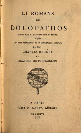 Li romans de Dolopathos : Publ. pour la première fois en entier d'après Les deux manuscrits de la Bibliothèque Impériale