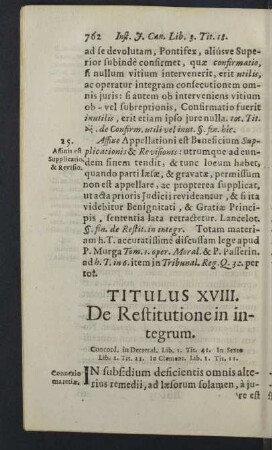 Titulus XVIII. De Restitutione in integrum.