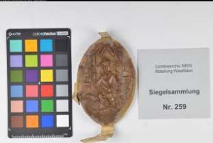 Siegler: Münster, Bischof Ludwig II. Überlieferungsart: Original (restauriert). Stoff: Wachs Farbe: farblos Form: oval. Durchmesser: Art: Typ: Umschrift: