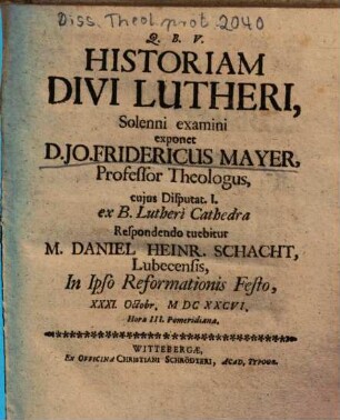 Historiam Divi Lutheri