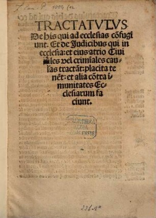 Tractatulus de his qui ad ecclesias confugiunt