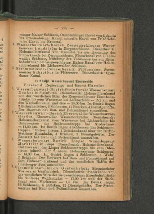 e) Königl. Wasserbauamt Eberswalde