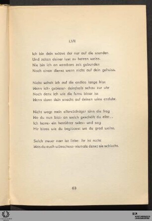 LVII: Ich bin dein sklave der nur auf die stunden