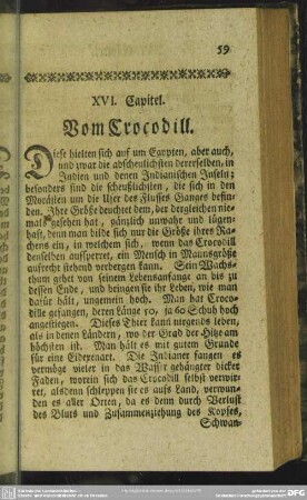XVI. Capitel. Vom Crocodill