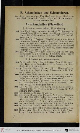 B. Schauplatten und Schaumünzen (Nr. 995-1197)